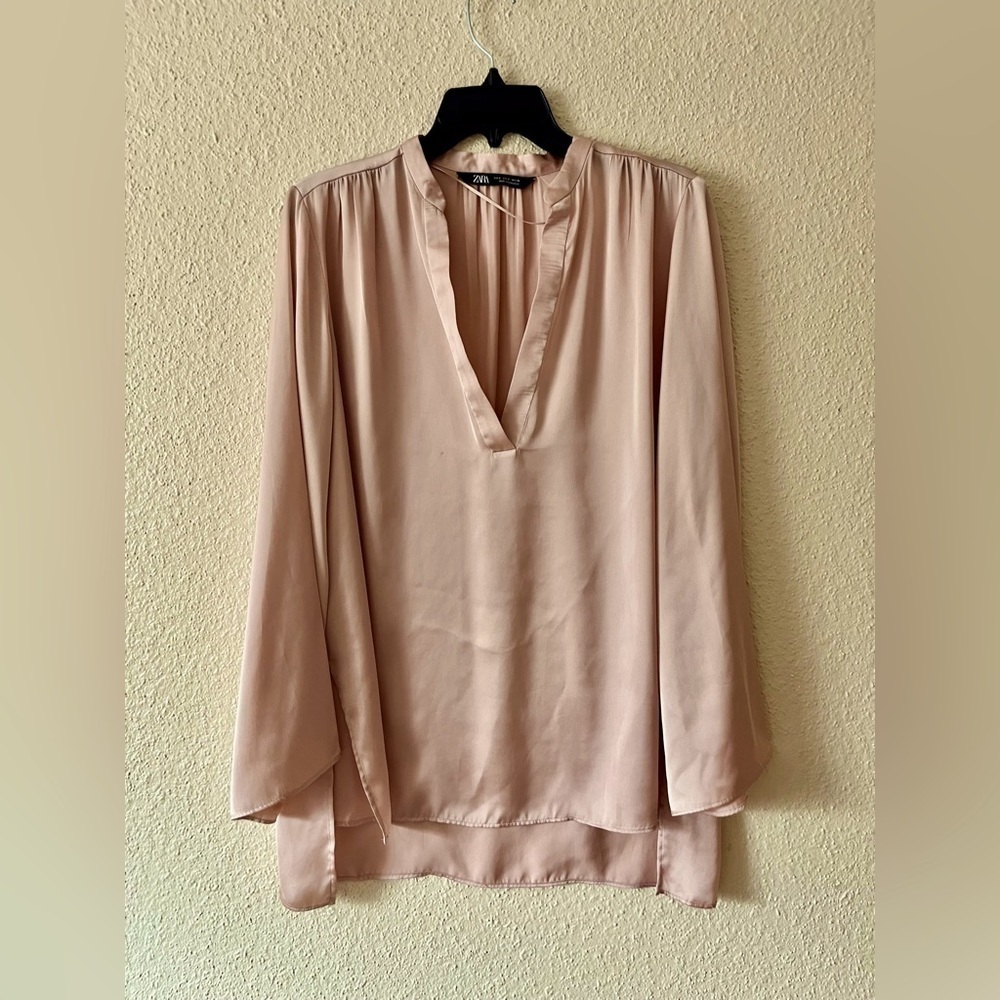 Zara Silky Satin Blouse Top Oversized Cut S - Picture 3 of 8